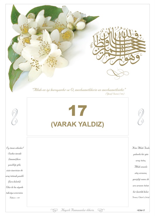 Yaldız Baskılı İmsakiye İnternetten imsakiye siparişi