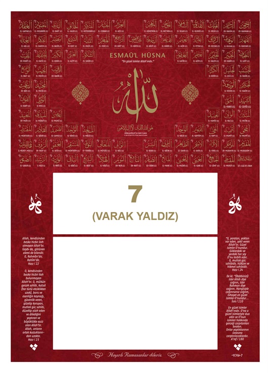 Yaldız Baskılı İmsakiye