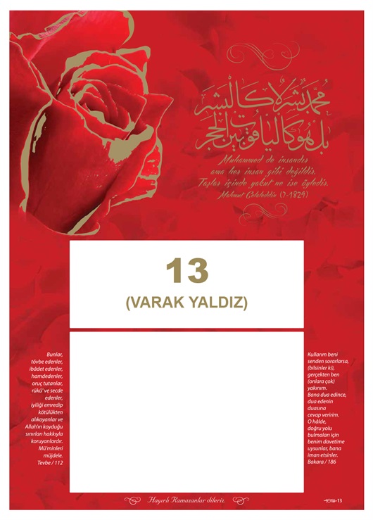 Yaldız Baskılı İmsakiye Yaldız Baskılı İmsakiye