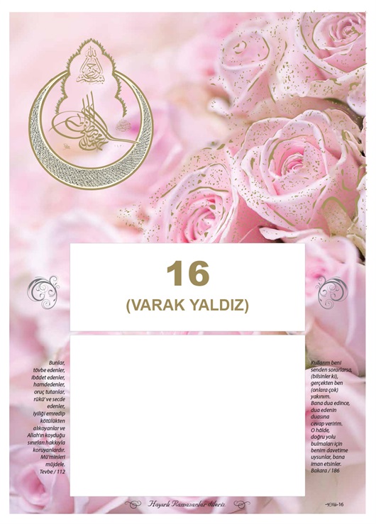 Yaldız Baskılı İmsakiye Firma Logolu İmsakiye