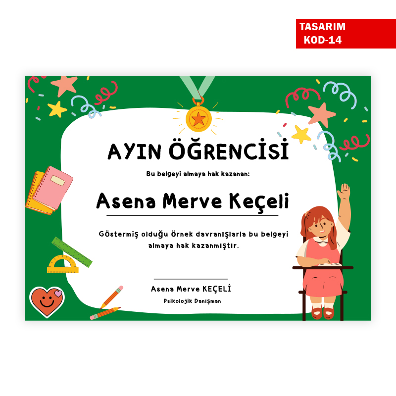 Ayın Öğrencisi Belgesi Ayın Öğrencisi Belgesi