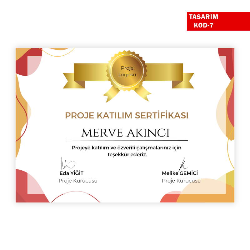 Proje Katılım Sertifikası Proje Katılım Sertifikası