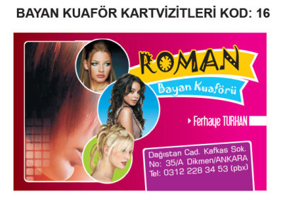 Kadın Kuaförü Kartvizit Örneği